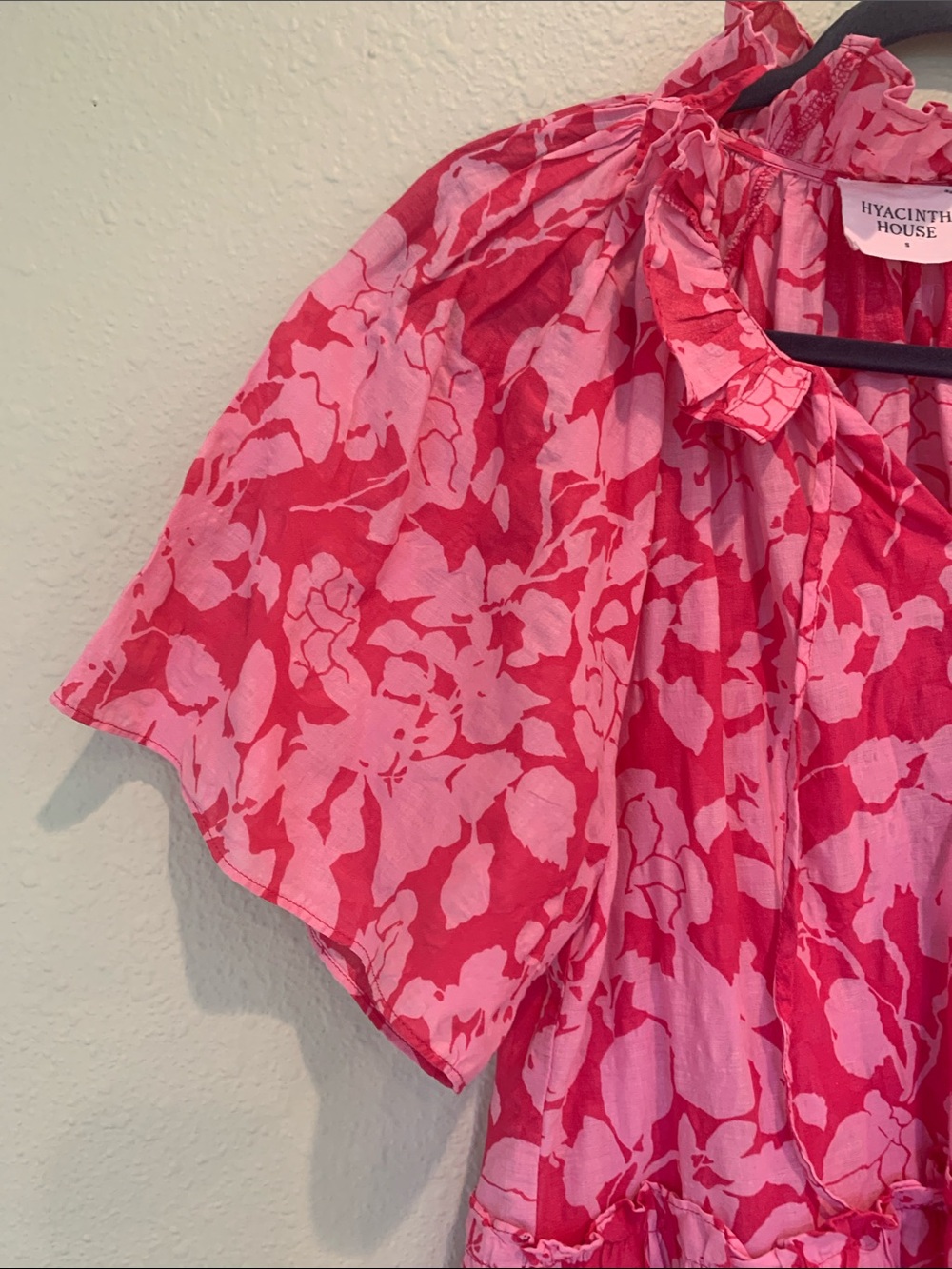 Tuckernuck Hyacinth House Thea Textured Pink Printed Tiered Mini Dress Small - Picture 6 of 8